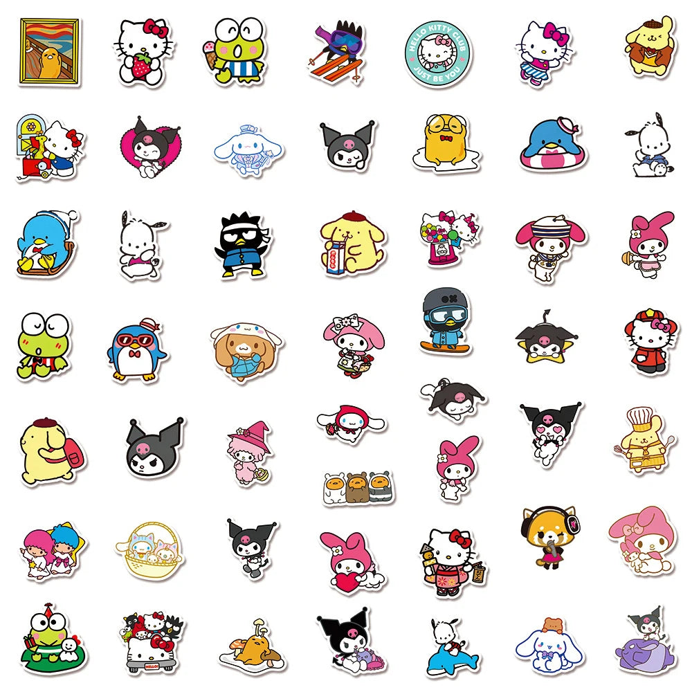 Kawaii Kuromi, My Melody & Hello Kitty Stickers - Cute Cartoon Decals for Laptops, Diaries, Scrapbooks, and DIY Decorations