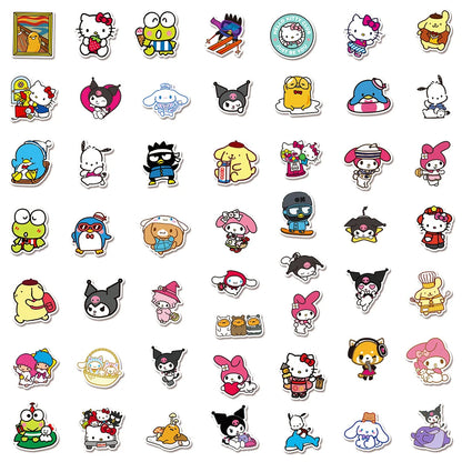 Kawaii Kuromi, My Melody & Hello Kitty Stickers - Cute Cartoon Decals for Laptops, Diaries, Scrapbooks, and DIY Decorations