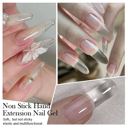 BORN PRETTY 15ml Clear Non-Stick Hand Extension Gel - 3D Shaping Nail Art, Milky Jelly Hard Gel for Fake Nails