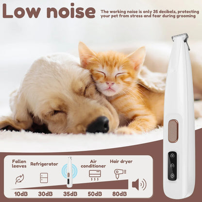 New Dog Paw Trimmer with LED Light – Waterproof Pet Hair Clipper with LED Display & 18mm Wide Blade for Grooming