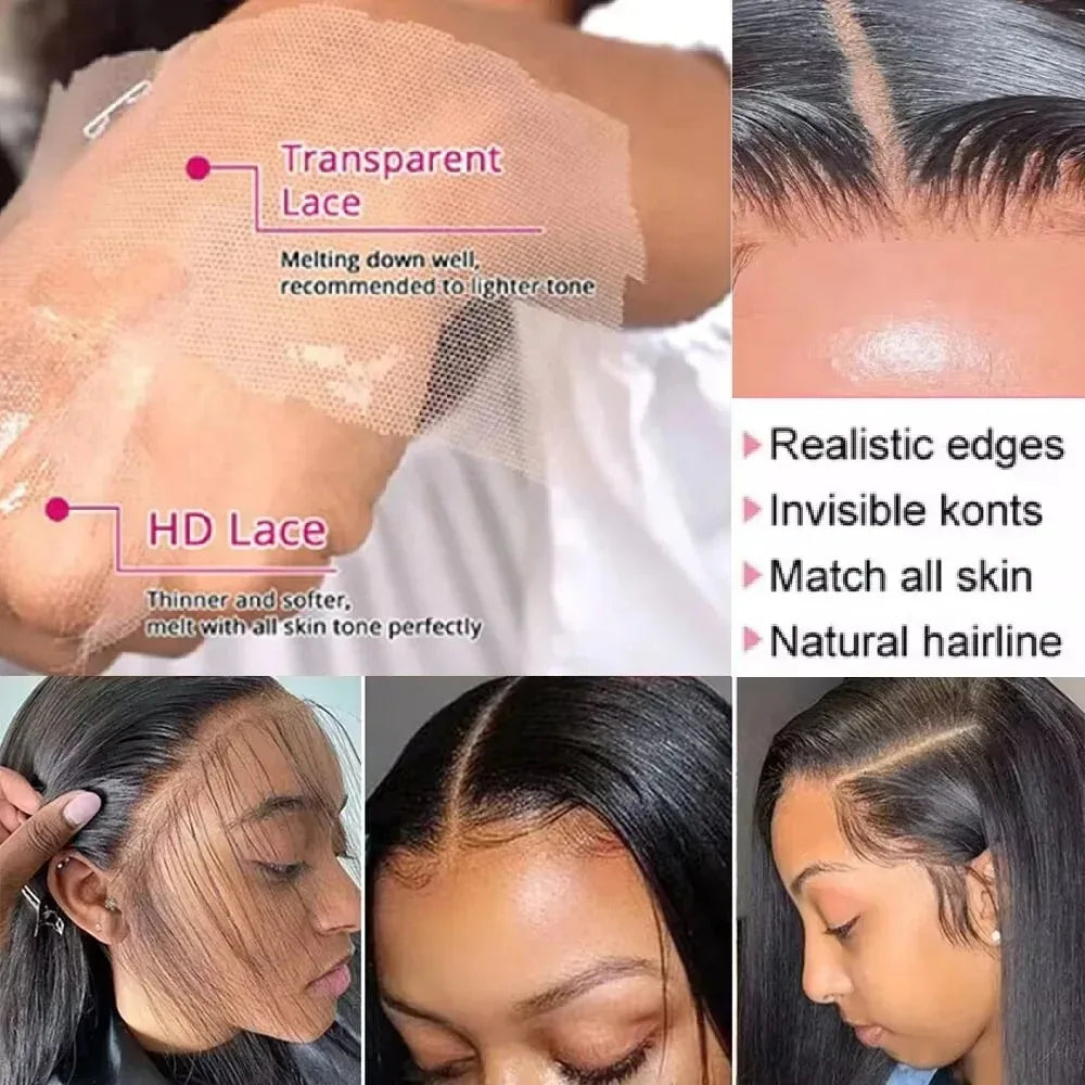 40 Inch 13x6 HD Transparent Lace Frontal Wig – Body Wave & Water Wave, 200 Density 100% Raw Remy Human Hair for Women