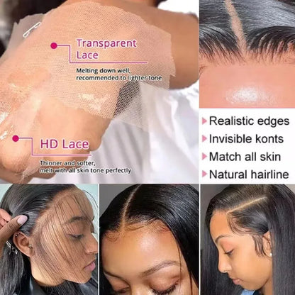 40 Inch 13x6 HD Transparent Lace Frontal Wig – Body Wave & Water Wave, 200 Density 100% Raw Remy Human Hair for Women