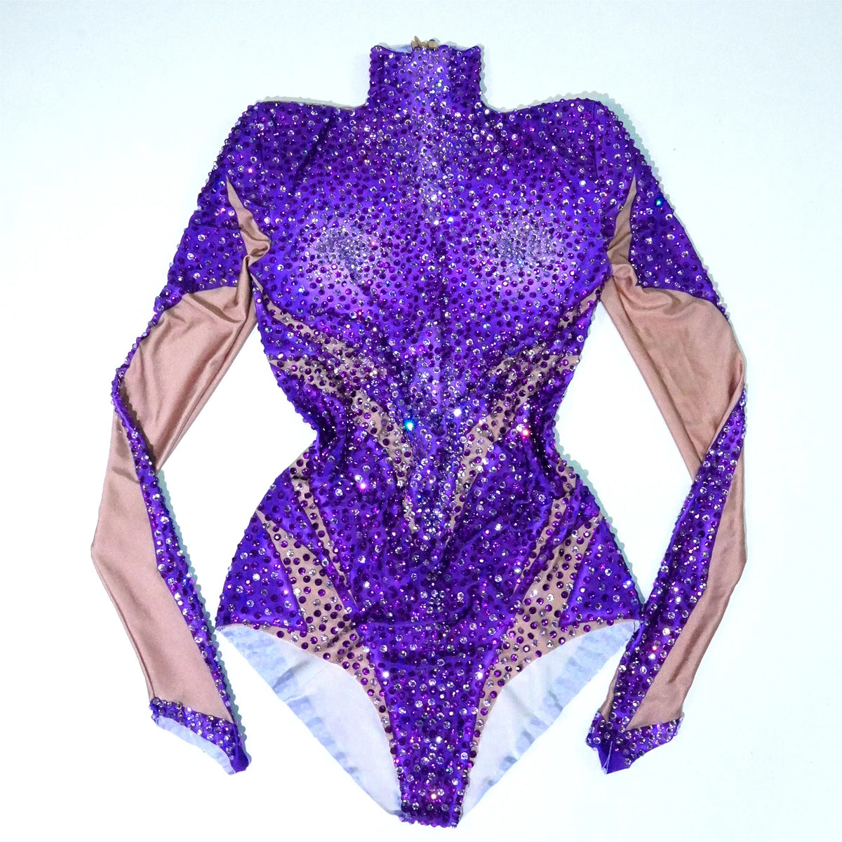 Purple Rhinestone Bodysuit - Prom, Dance, Nightclub & Stage Performance Costume