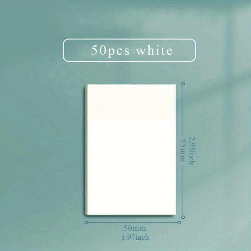 50 Sheets Transparent Waterproof Sticky Notes – Self-Adhesive Memo Pads for School & Office Use, Clear Stationery Notepad Supplies