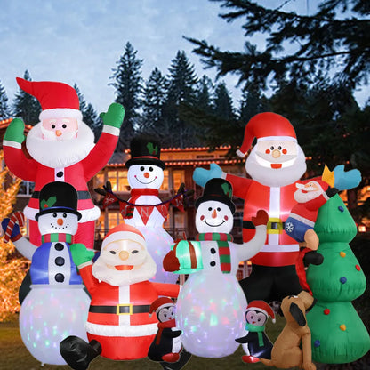 Inflatable Christmas Decorations – Tree, Snowman, Santa, Bear & Gingerbread Man with Built-in LED for Outdoor Garden & Party Decor