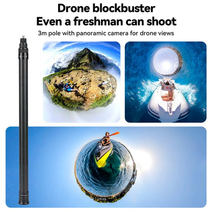 3M Carbon Fiber Selfie Stick - Compatible with Insta360 X3, ONE X2, RS & GoPro Hero 11, 10, 9, 8, DJI OSMO Action