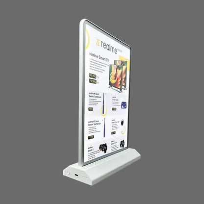 Ultra-Thin Rechargeable Double-Sided LED Light Box Display Stand – Tempered Glass Desktop Advertising Poster Frame for Bar & Shop