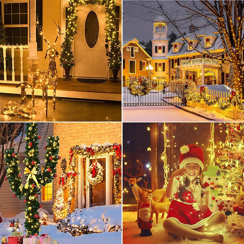 Solar LED String Lights - Outdoor Waterproof Festoon Garden Decor - Christmas Fairy Garland String Lights