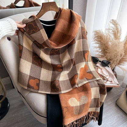 Women’s Luxury Winter Scarf - Thick Warm Cashmere-Style Shawl Wrap with Long Tassels