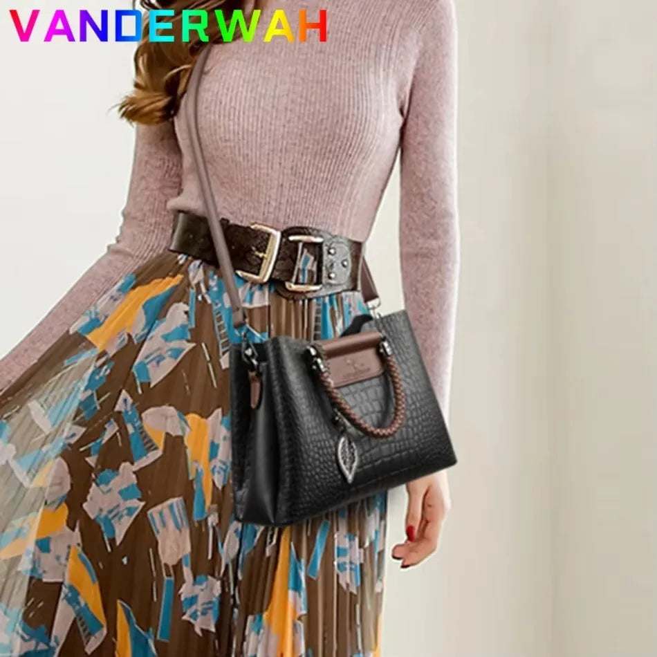 Luxury Women’s Leather Handbag – Large Capacity Shoulder & Crossbody Designer Bag