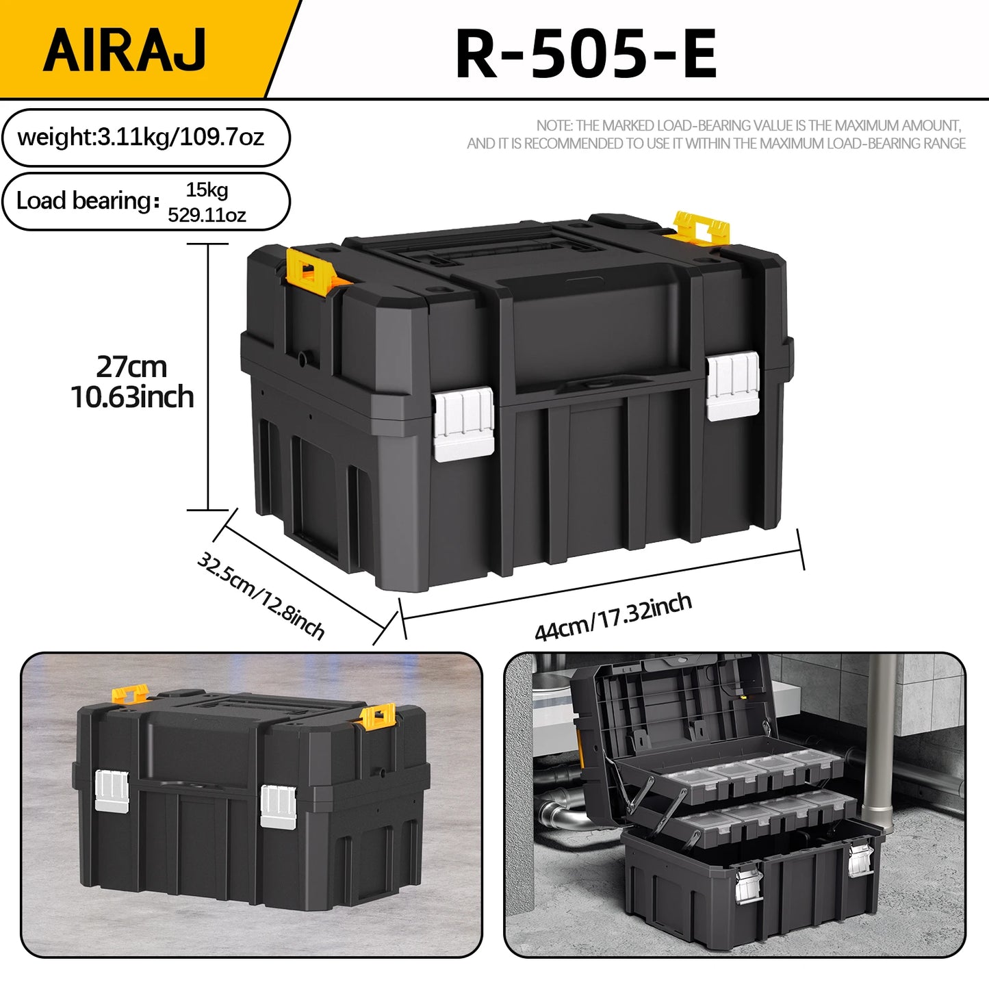 AIRAJ Stackable Modular Toolbox Set – Portable Wheeled Combo Toolbox for Space-Saving Storage & Easy Mobility