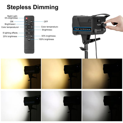 PULUZ 120W Studio Video Light - 220V Dual Color Temperature LED Light with Built-In Cooling & Remote Control