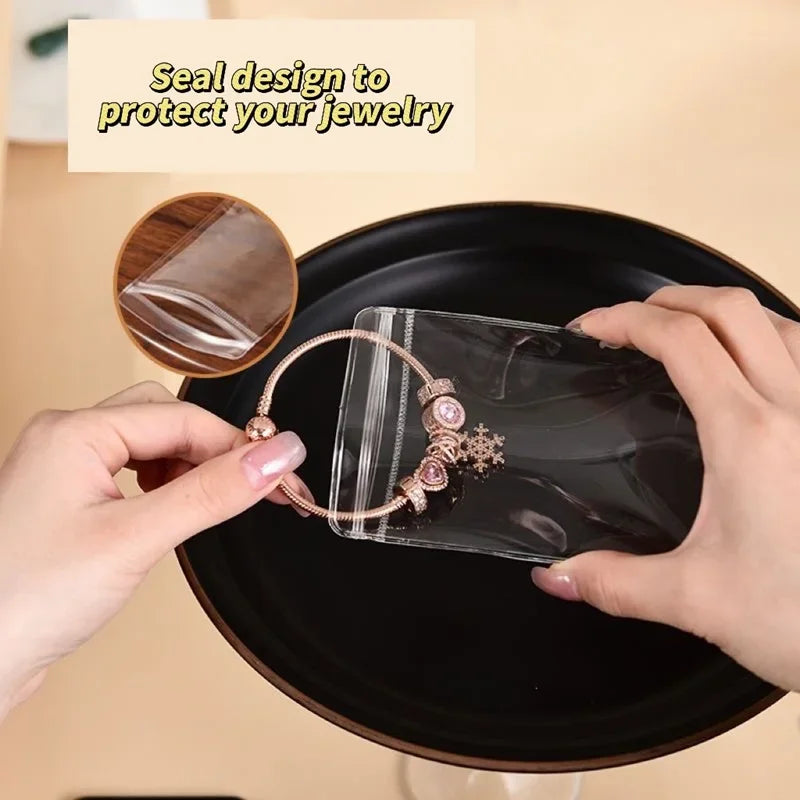 10–100PCS PVC Self-Sealing Zip Lock Bags — Thick Transparent Reclosable Pouches for Jewelry & Gift Storage