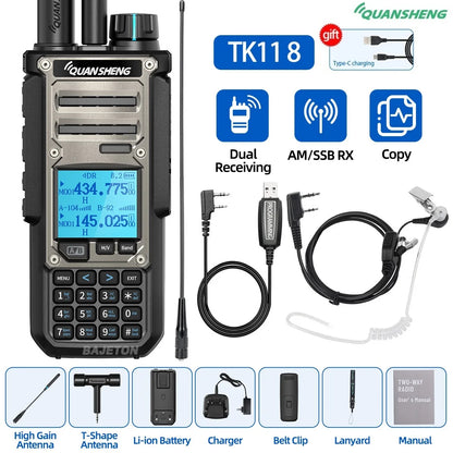 Quansheng TK11-8 10W Walkie Talkie - Dual-Receive CB Radio with 27MHz, CW/LSB, LW/MW/SW, NOAA, and USB-C Charging for UV-K5-8 and TK-11-5