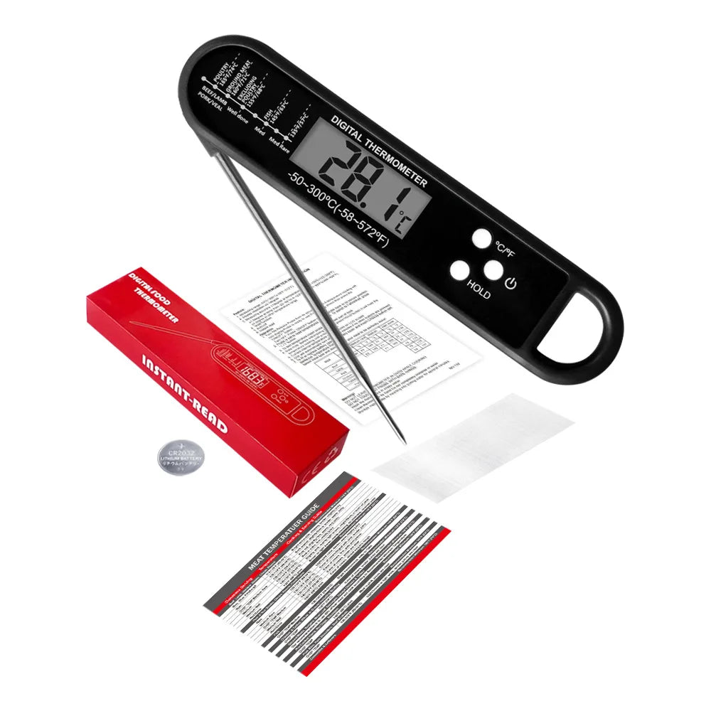 Professional Digital Meat Thermometer – Instant Read High Accuracy Waterproof Cooking Thermometer with Backlit Display for Grill, BBQ, Oven & Kitchen Use