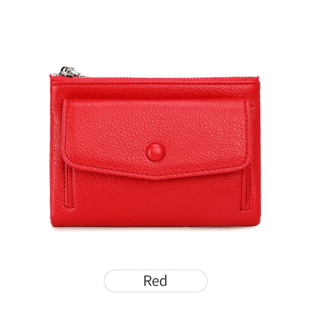 Women’s PU Leather Short Double Zipper Wallet – Simple Solid Color, Large Capacity Credit Card Holder with Coin Pocket