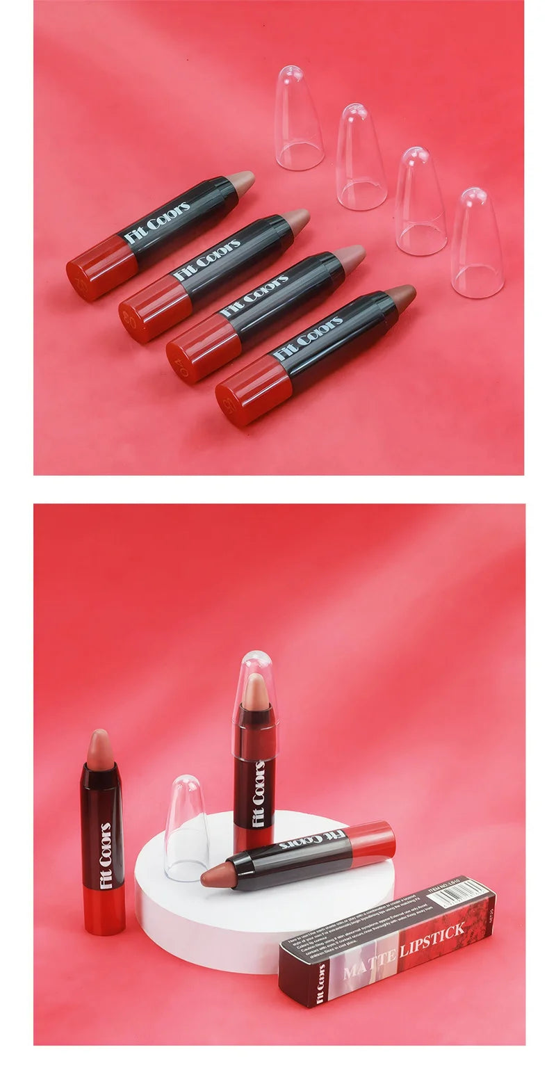 8-Color Velvet Matte Lipstick Pencil – Waterproof, Long-Lasting Sexy Red Lip Tint Non-Stick Makeup Pen