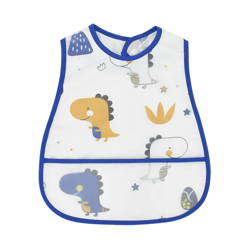 Adjustable Baby Bibs - Waterproof EVA Cotton Cartoon Feeding Bibs with Burp Cloth for Boys & Girls