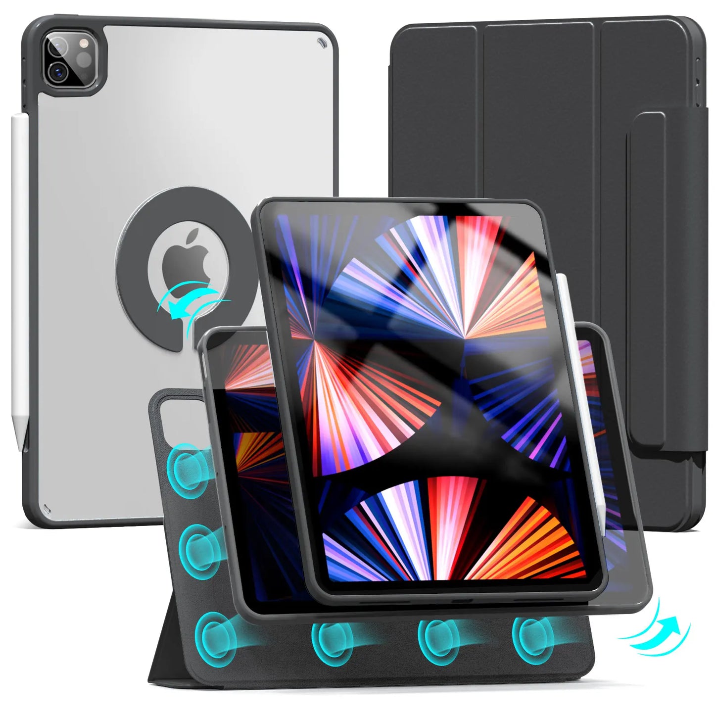 Magnetic Case for iPad 10.2, Air, Pro 11/12.9 & Mini 6 – Detachable Back Shell for 2022 Models
