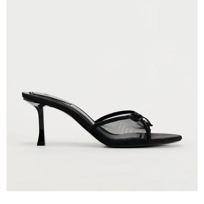 Women’s Heeled Sandals – Lace Mesh Bow Fashion Luxury Slippers Zapatos de Mujer