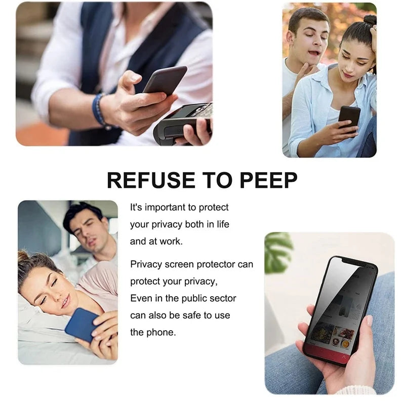 1–3PCS Anti-Blue Light Privacy Screen Protector – Tempered Glass for iPhone 11–15 Series, Eye Protection & Clear Display