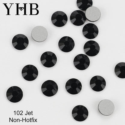 YHB Cold Fix Crystal Flatback Rhinestones - Silver Back Non Hotfix DIY Gems for Nail Art, Bags, Shoes, Garments & Phone Decoration