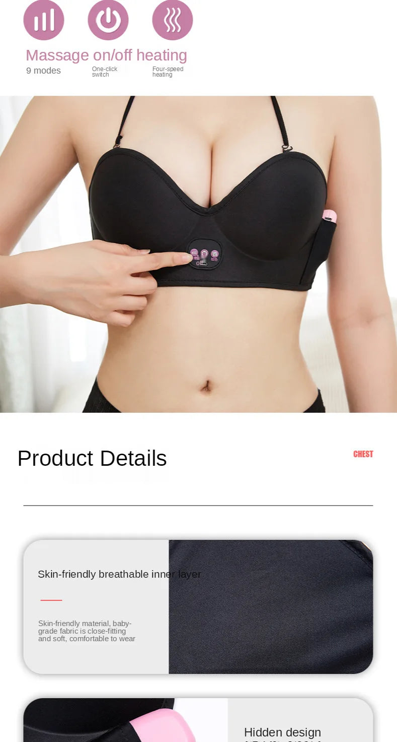 Wireless Vibration Electric Massager – Hot Compress Bra for Chest Care & Breast Firming