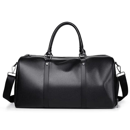 Retro Short Trip Bag – Large Capacity PU Waterproof Sports & Fitness Motorcycle Leisure Bag