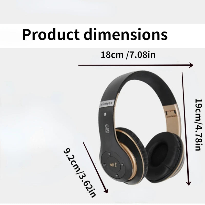 Wireless HiFi Stereo Over-Ear Headphones - Bluetooth Headset with Mic, TF Card Support, Noise Cancelling for Cellphones & PC