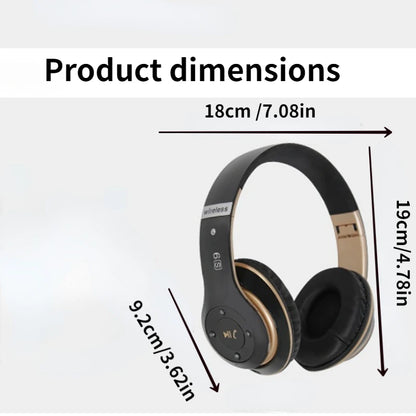 Wireless HiFi Stereo Over-Ear Headphones - Bluetooth Headset with Mic, TF Card Support, Noise Cancelling for Cellphones & PC