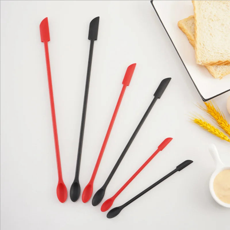 Silicone Mini Spatula Set - Lengthened Double-Head Scraper for Cosmetic Bottles, Jam & Cake Baking