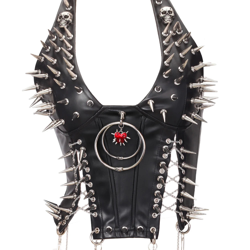 Y2K Gothic Spiked Tank Top - Punk Rock Emo Grunge Festival Style for Women