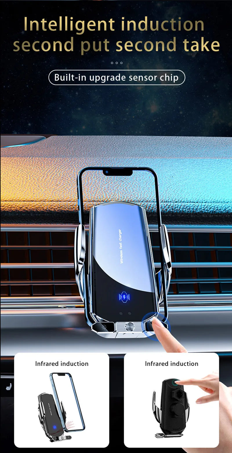 Car Magnetic Cell Phone Holder & Wireless Charger - 360° Rotatable Mount for iPhone 14, Xiaomi, GPS Support