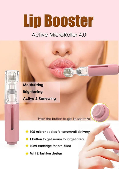 Derma Roller Titanium Needle — Lip & Beard Growth Roller with Serum Applicator