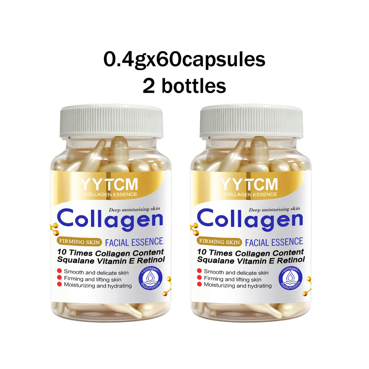 Collagen Firming Capsule Serum 30 Capsules - Hydrating Facial Serum with Plant-Based Squalane, Retinol & Vitamin E