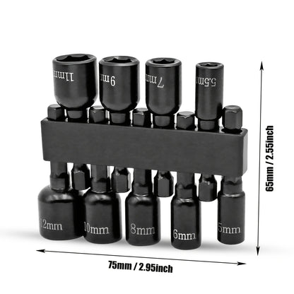 9Pcs Metric Nut Driver Set – 1/4” Hex Socket Drill Bits & Chuck Adapter Set for Electronics & Precision Tool Work