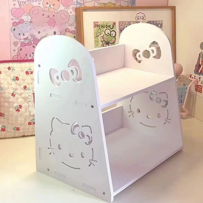 Hello Kitty 2-Tier Desktop Storage Shelf - Kawaii Desk Organizer & Makeup Stationery Display Rack