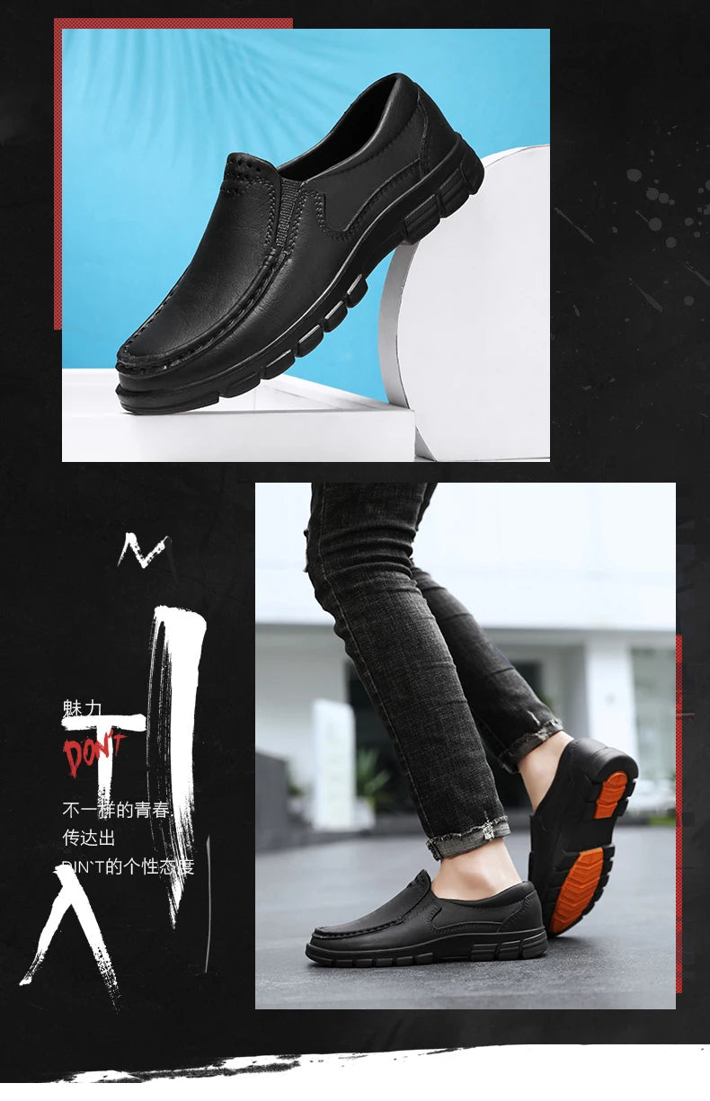 Chef Shoes for Men – Anti-Slip, Oil-Resistant Leather Work Shoes, Plus Size Business Casual with Soft Sole & Comfort