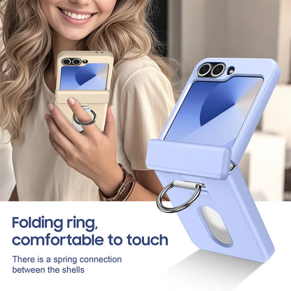 Luxury Wallet Clip Phone Case for Samsung Z Flip — Shockproof Card Slot Cover with Finger Ring for Z Flip 5/6/7/5G