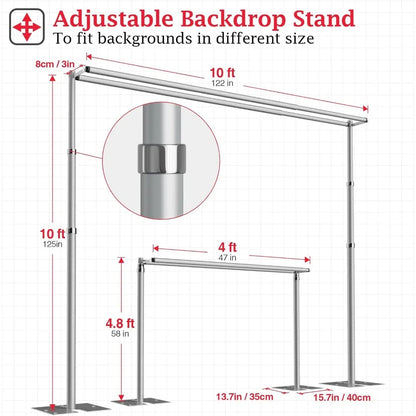 10x10Ft Double Crossbar Pipe and Drape Backdrop Stand Kit – Adjustable Metal Frame for Photography & Events