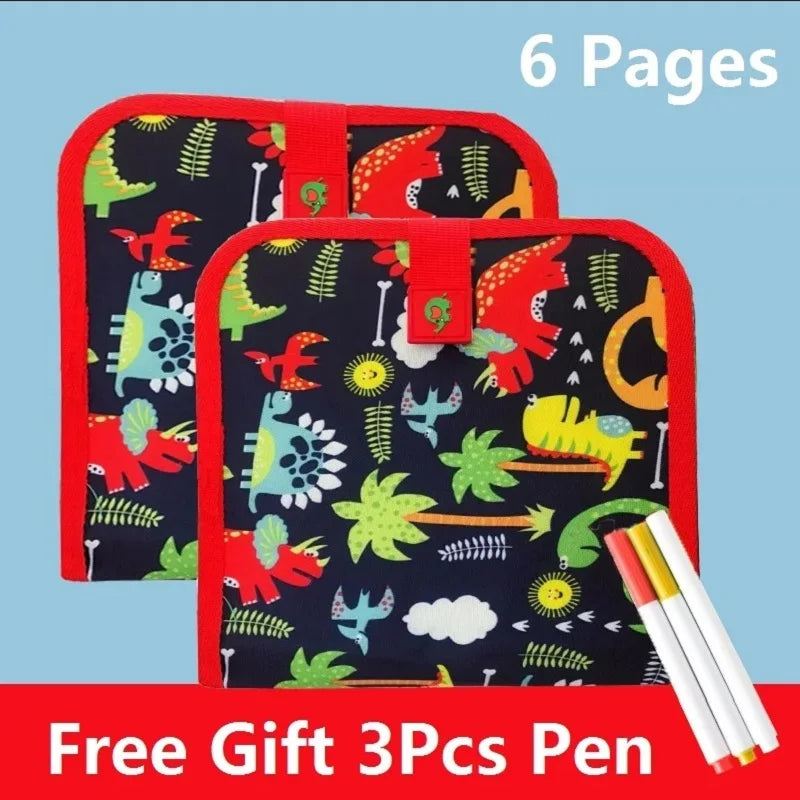 Children's Magic Blackboard – Educational Coloring & Drawing Game, 6 Sided Erase Board with 3 Chalk Pens & Water