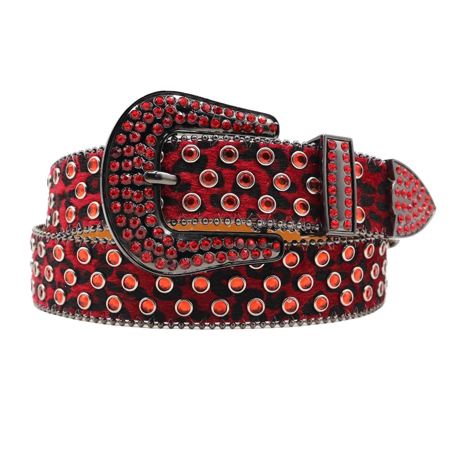 Women’s Rhinestone Skull Leather Belt – Luxury Designer Studded Strap for Jeans, White & Black