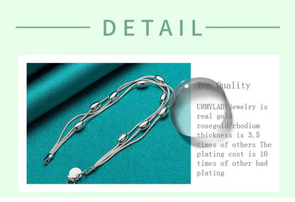 925 Sterling Silver Bracelet — Fashion Design Beaded Chain, High-Quality Jewelry for Women, Ladies, and Wedding Gifts