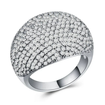 Hip Hop Iced Out Men Ring - Trendy Copper Pave CZ Geometry Jewelry with Bling Cubic Zirconia Design