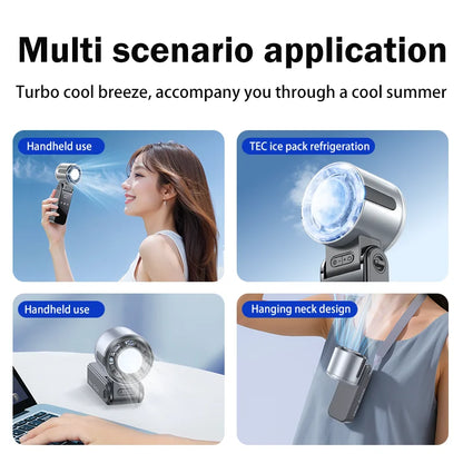 Portable Mini Air Cooler Fan – 29,000 RPM Collapsible Foldable TEC Superconducting Cooling Fan (High-Speed Travel Mini Fan)