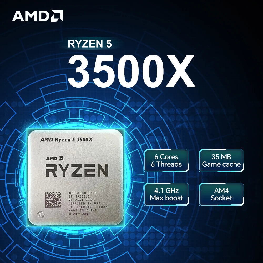 AMD Ryzen 5 3500X – 6-Core 6-Thread DDR4 AM4 CPU Processor 4.1GHz TDP 65W (No Fan)