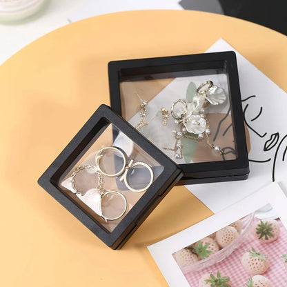 10PCS Transparent Floating Display Box Set – Clear Plastic Film Jewelry & Collectible Storage Cases for Rings, Necklaces & Accessories