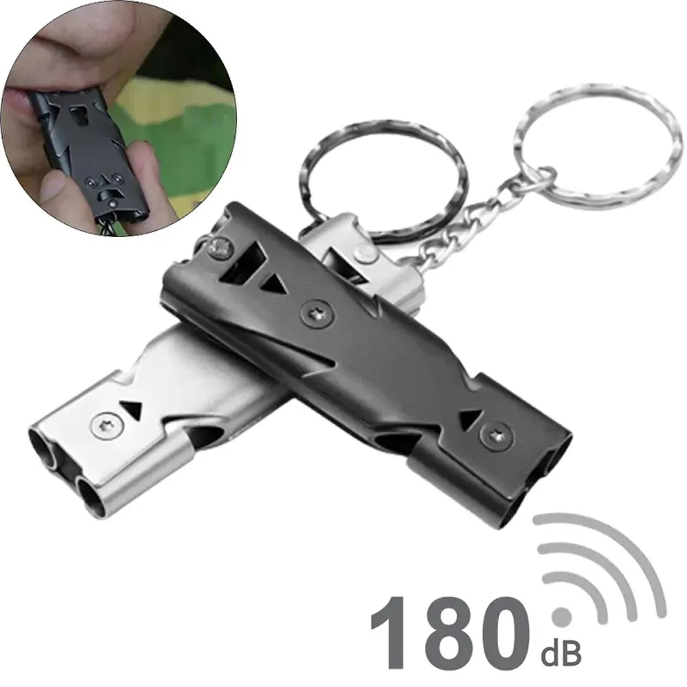 Double Pipe Survival Whistle Keychain – High Decibel Emergency Outdoor Camping Tool 1PC