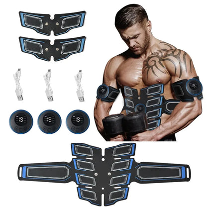 USB Rechargeable Abdominal Muscle Trainer - Portable Electronic EMS Massage Fitness Belt for Core Workout Exercise Training