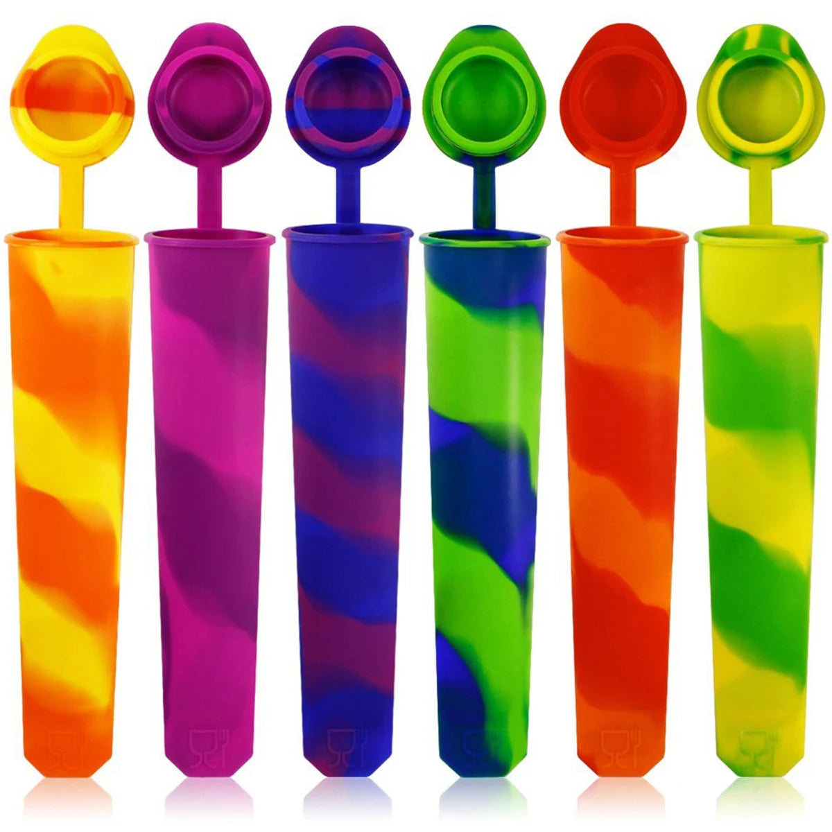 6PCS Reusable Popsicle Molds – Food-Grade Silicone Multi-Colored DIY Ice Cream & Frozen Pop Maker for Babies